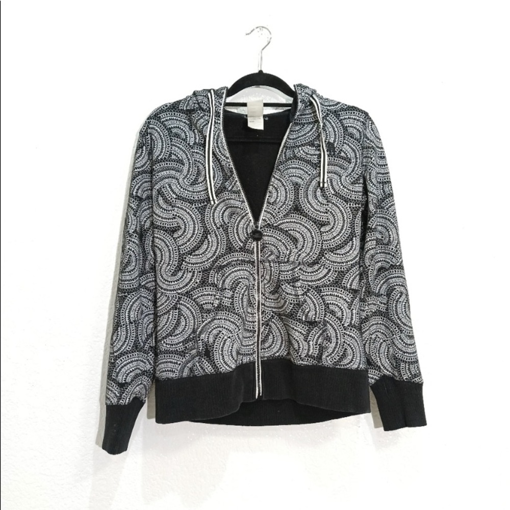 The North Face black and white print zip hoodie